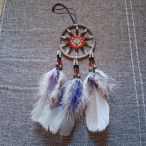 Custom Cherokee Dream Catcher (Gray, Red, Siver & Blue) - Picture 5 of 9